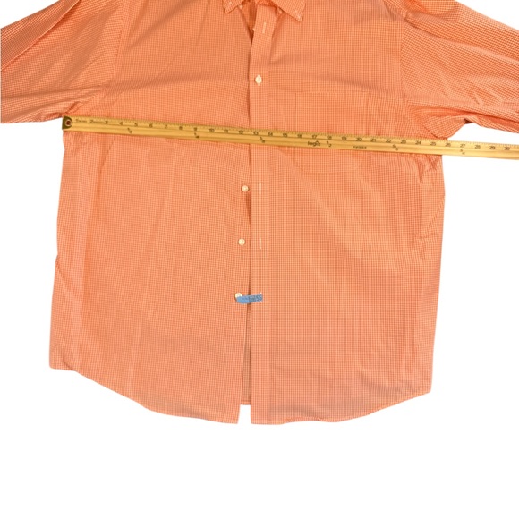 Roundtree & Yorke Orange Gingham Dress Shirt Classic Cotton‎ - Picture 2 of 5